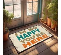 XYBH Alfombrillas de otoño para puerta delantera, con texto en inglés "I'm So Happy You'Re Here", para entrada, tapete para el suelo de la casa (40 x 60 cm)