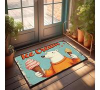 XYBH Alfombrillas de otoño para puerta delantera, diseño de oso polar disfrutando de helado. Felpudo de entrada para el suelo de la casa (65 x 90 cm)