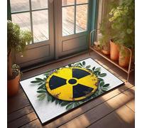 XYBH Divertida decoración de habitación, letrero radiactivo amarillo rodeado de hojas verdes. Felpudo divertido para decoración de baño (40 x 60 cm)