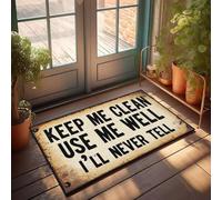 XYBH Divertidas alfombras de baño con texto en inglés "Keep Me Clean Use Me Well I'Ll Never Tell", decoración de habitación para dormitorio (65 x 90 cm)