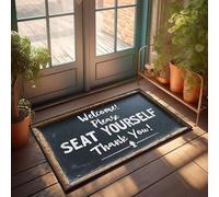 XYBH Divertidas alfombras de baño con texto en inglés "Welcome! Please Seat Yourself Thank You! Felpudo de decoración de habitación para dormitorio (50 x 80 cm)