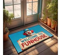 XYBH Divertido felpudo para exteriores con texto en inglés "Welcome To The Funhouse!", para decoración de porche de primavera, decoración de dormitorio de niños (65 x 90 cm)