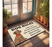 XYBH Divertido felpudo para puerta delantera con reglas para perros al aire libre: respeta todo, actúa educado. Felpudo para hombre, cueva, regalos para decoración del hogar (40 x 60 cm)
