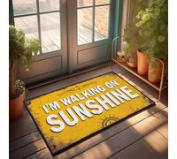 XYBH Felpudo al aire libre con texto en inglés "I'm Walking On Sunshine", decoración de puerta de otoño para hombre, 40 x 60 cm