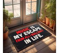 XYBH Felpudo con texto divertido "Music Is My Escape From All I Bullshit In Life". Felpudo para entrada interior, alfombras de otoño para exteriores (40 x 60 cm)