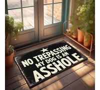 XYBH Felpudo con texto en inglés «Knock Before Entering Door Sign» No Trespassing My Dog Is An Asshole, tapete de bienvenida de invierno (65 x 90 cm)
