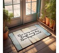 XYBH Felpudo con texto en inglés "Knock Before Enterter" con texto en inglés "Live, Laugh, Love. Embrace Every Day" (50 x 80 cm)