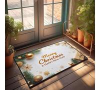 XYBH Felpudo con texto en inglés "Knock Before Enterter" (Feliz Navidad y Feliz Año Nuevo). Felpudo de bienvenida de invierno (40 x 60 cm)