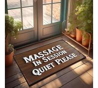 XYBH Felpudo con texto en inglés "Knock Before Enterter" para puerta con texto en inglés "Massage In Session Quiet Please". Felpudo de bienvenida de invierno (65 x 90 cm)
