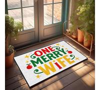 XYBH Felpudo con texto en inglés "Knock Before Enterter" para puerta con texto en inglés "One Merry Wife" (65 x 90 cm)
