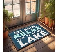 XYBH Felpudo con texto en inglés «Knock Before Enterter», «Sit Back, Relax, You'Re At The Lake». Felpudo de bienvenida de invierno (50 x 80 cm)