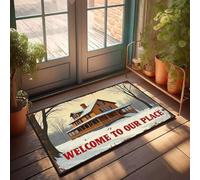 XYBH Felpudo de bienvenida al aire libre para puerta delantera, bienvenido a nuestro lugar, decoración de porche al aire libre (40 x 60 cm)
