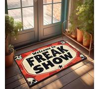 XYBH Felpudo de bienvenida al aire libre para puerta delantera con texto en inglés "Welcome To Freak Show" (50 x 80 cm)