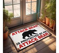 XYBH Felpudo de bienvenida para el aula con oso de ataque protegido por un oso de ataque. Felpudo de baño antideslizante para otoño al aire libre (65 x 90 cm)