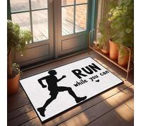 XYBH Felpudo de bienvenida para entrada al aire libre, Hello Run While You Can. Felpudo con zapatos divertidos Tiki Bar Decoraciones (65 x 90 cm)