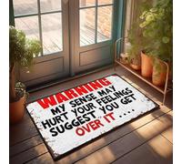 XYBH Felpudo de entrada al aire libre con texto en inglés "Warning My Sense May Hurt Your Feelings Suggest You Get Over It... Felpudo para jugadores, accesorios para puerta de entrada (40 x 60 cm)
