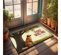 XYBH Felpudo de otoño para entrada exterior, un perro se sienta debajo de un árbol con el texto que era yo. Felpudo para exteriores (40 x 60 cm)