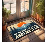 XYBH Felpudo de otoño para exteriores con texto en inglés "The Mountains Are Calling", para interiores y exteriores, decoración de otoño (65 x 90 cm)