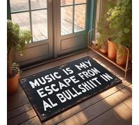 XYBH Felpudo de primavera para entrada al aire libre, con texto en inglés "Music Is My Escape From Al Bullshit In", tapete de verano para exteriores, material genial para tu habitación (40 x 60 cm)