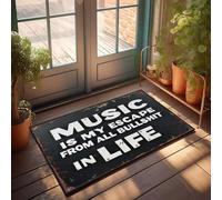 XYBH Felpudo de primavera para entrada al aire libre, música es mi escape de todas las mentiras de la vida. Felpudo de verano al aire libre, material genial para tu habitación (40 x 60 cm)
