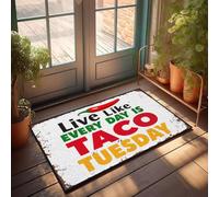 XYBH Felpudo de primavera para entrada al aire libre, vive como cada día es martes de taco. Felpudo de verano para exteriores, material genial para tu habitación (50 x 80 cm)