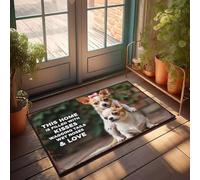 XYBH Felpudo de puerta con diseño de besos, colas movidas, narices mojadas, felpudo de amor para puerta al aire libre, tapetes grandes para el hogar (40 x 60 cm)