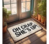 XYBH Felpudo de verano para exteriores con texto en inglés "Oh Crap, She'S Up!", decoración del hogar, porche delantero, decoración de otoño (50 x 80 cm)