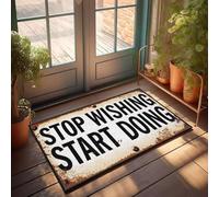 XYBH Felpudo de verano para exteriores, con texto en inglés "Stop Wishing Start Doing", decoración del hogar, porche delantero, decoración de otoño (65 x 90 cm)