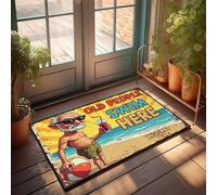 XYBH Felpudo divertido para exteriores, diseño de gente vieja nadando aquí, decoración de porche de primavera para niños (50 x 80 cm)