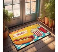 XYBH Felpudo grande para exteriores con texto en inglés "Let's All Go To The Cinema For A Treat!", felpudo de cocina, estilo granja, primavera, para exteriores (65 x 90 cm)