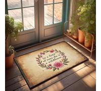 XYBH Felpudo grande para puerta de otoño en un campo de rosas con texto en inglés "She Is A Wildflower". Felpudo para exteriores (50 x 80 cm)