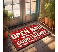 XYBH Felpudo para entrada al aire libre, barra abierta para buenos momentos y buenos amigos con orgullo lo que traigas, felpudo para balcón, decoración de dormitorio para hombres (65 x 90 cm)
