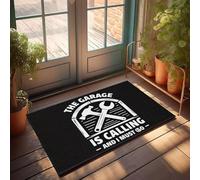 XYBH Felpudo para exteriores con texto en inglés "The Garage Is Calling And I Must Go". Felpudo para exteriores e interiores, decoración de otoño (50 x 80 cm)