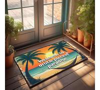XYBH Felpudo para exteriores, grande, bienvenido a nuestro pequeño pedazo de paraíso, tapete de cocina, estilo granja, tapete de primavera para exteriores (40 x 60 cm)