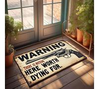 XYBH Felpudo para puerta delantera de otoño, advertencia: nada por lo que valga la pena morir. Felpudo divertido para decoración del hogar, sala de juegos (50 x 80 cm)