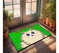XYBH Felpudo para puerta delantera de otoño al aire libre, un lindo gato de dibujos animados con una expresión lúdica, felpudo divertido para decoración del hogar y sala de juegos (40 x 60 cm)