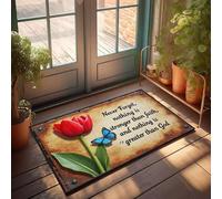 XYBH Felpudo para puerta delantera de otoño para exteriores, nunca olvides, nada es más fuerte que la fe. Felpudo divertido para decoración del hogar y sala de juegos (40 x 60 cm)