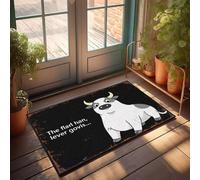 XYBH Felpudo para puerta delantera, divertido diseño de vaca de dibujos animados con texto que dice The Flarl Han, Lever Govis, alfombra de otoño para exteriores, juego de alfombras de cocina (40 x 60