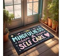 XYBH Felpudo para zapatos por puerta Mindfulness, Time And Self-Care Matter. Felpudo para decoración de piscina, tapete de bienvenida al aire libre para el aula (65 x 90 cm)