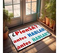 XYBH Felpudo para zapatos por puerta, piensa antes de hablar. Felpudo para decoración de piscina, tapete de bienvenida al aire libre para el aula (65 x 90 cm)
