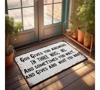 XYBH Felpudo personalizado para puerta delantera, Dios te da respuestas de tres maneras. Felpudo para decoración interior y exterior (65 x 90 cm)
