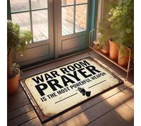 XYBH Felpudo personalizado para puerta delantera, sala de guerra, oración es el arma más poderosa. Felpudo decoración de cámper para interiores y exteriores (40 x 60 cm)