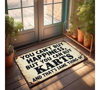 XYBH Felpudos para entrada al aire libre, divertido con texto en inglés "You Can'T Buy Happiness, But You Can Buy Karts And That'S Same Thing Of Doormat", tapete de bienvenida personalizado para el