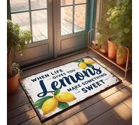 XYBH Felpudos para entrada al aire libre, divertido cuando la vida te da limones, haz algo dulce. Felpudo personalizado de bienvenida de verano (65 x 90 cm)