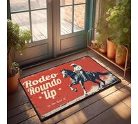 XYBH Funny Kitchen Decor Rodeo Roundup: In The Heart Of Cowboy Culture. Felpudo interior para puerta delantera (50 x 80 cm)