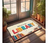 XYBH Home Alone - Felpudo con texto en inglés "Welcome To The Library", para exteriores, decoración de casa de lago (50 x 80 cm)