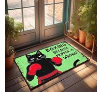 XYBH Home Decor - Felpudo para puerta delantera, diseño de gato boxeador, ¡porque el asesinato está equivocado! (65 x 90 cm)