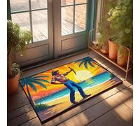 XYBH Home Sweet Apartment Felpudo con texto en inglés "A Man In A Hawaiian Shirt Stands On A Beach Holding A Knife Doormat Cool Stuff For Boys Rugs For Boys Rugs For Kitchen (40 x 60 cm)