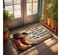 XYBH Home Sweet Apartment Felpudo con texto en inglés "Give a Girl The Right Shoes, She Can Conquer The World", para niños, alfombras para cocina (40 x 60 cm)