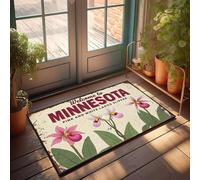 XYBH Home Sweet Apartment Felpudo con texto en inglés "Welcome To Minnesota, Home Of The Pink And White Lady'S Slipper" para niños, alfombras para cocina (40 x 60 cm)